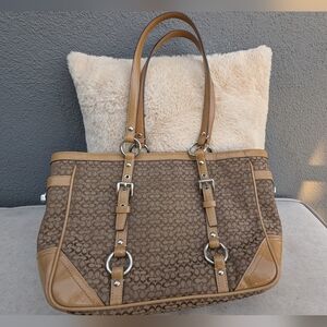 Coach Monogram Brown Tan Tote Bag